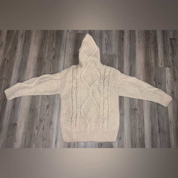 Women’s 100% Wool Full Zip Long Sleeve Hooded Cardigan Hand Made - Picture 8 of 8